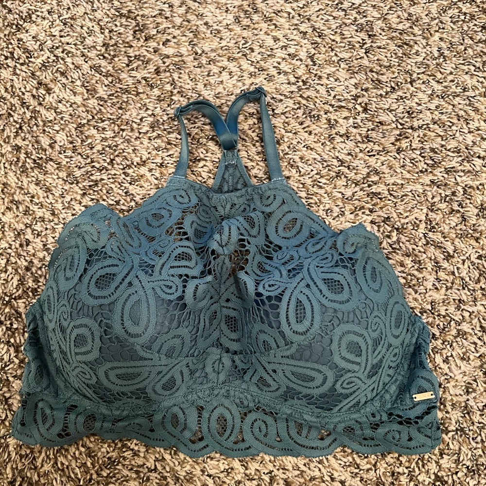 NWOT 2020 Victoria's Secret PINK Mint Teal Lace Lightly Lined Pushup Bralette M